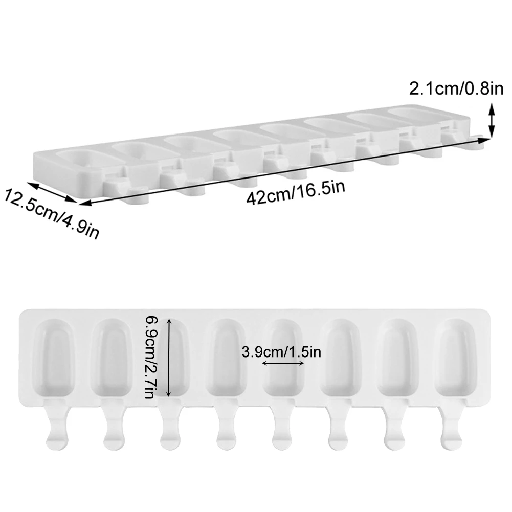 

1PC 8 Cell Food Safe Silicone Ice Cream Molds Frozen Ice Cube Molds Popsicle Maker DIY Homemade Maker Ice Lolly Pop Mould
