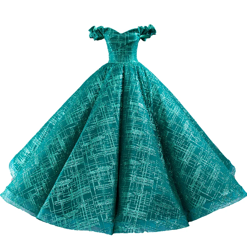 Зеленое роскошное бальное платье с рукавами-крылышками пышное Тюлевое вечернее