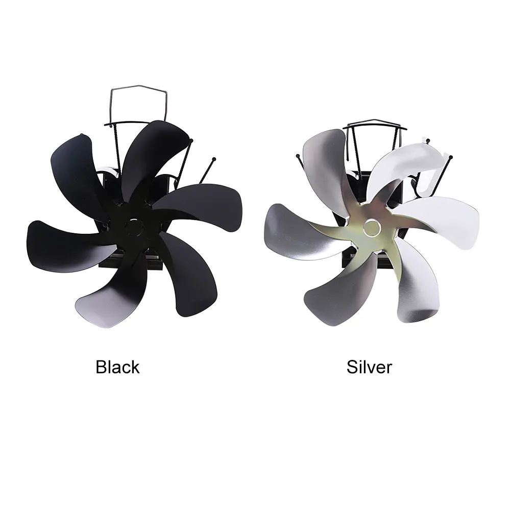 

Practical Aluminum Alloy 6 Blades Stove Efficient Indoor Home Heat Powered Wood Burner Fireplace Fan Quiet Powerless Durable