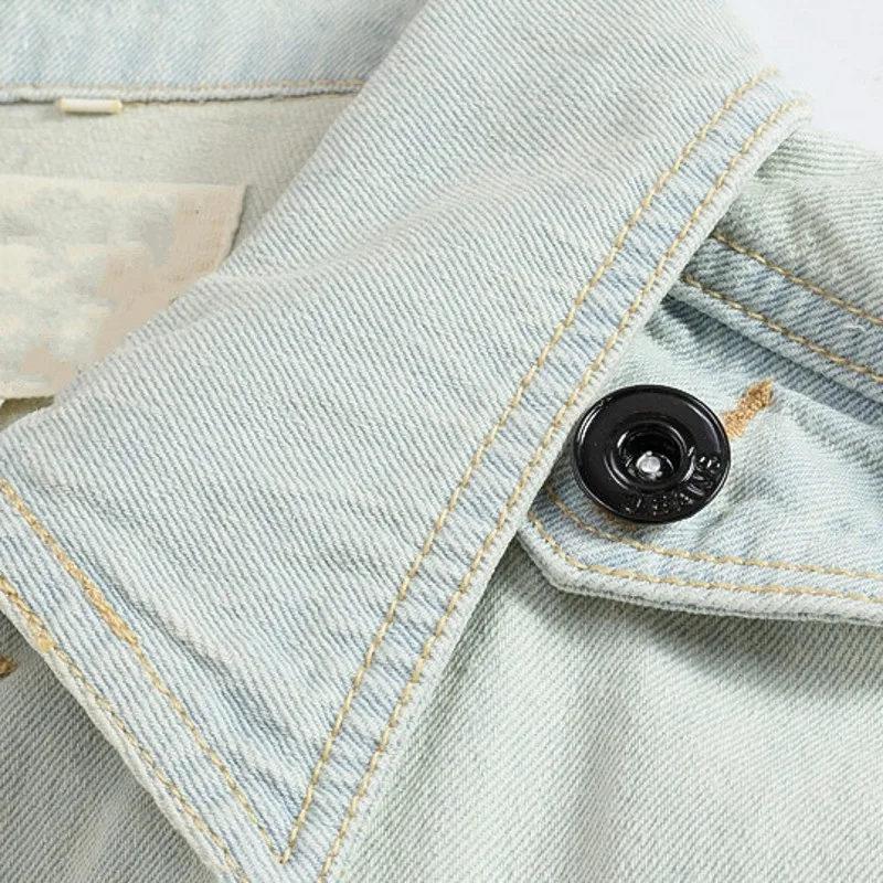 Новые летние узкие потертые джинсовые мужские классические рваные куртка без