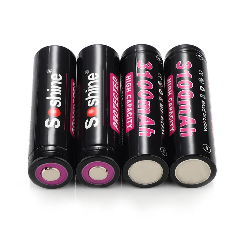 2xSoshine Li-Ion 18650 3 7 V 3100mAh защищенная перезаряжаемая батарея чехол перезаряжаемые