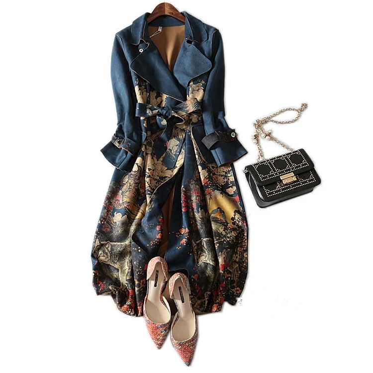 Женский замшевый Тренч с длинным рукавом Повседневная ветровка поясом верхняя