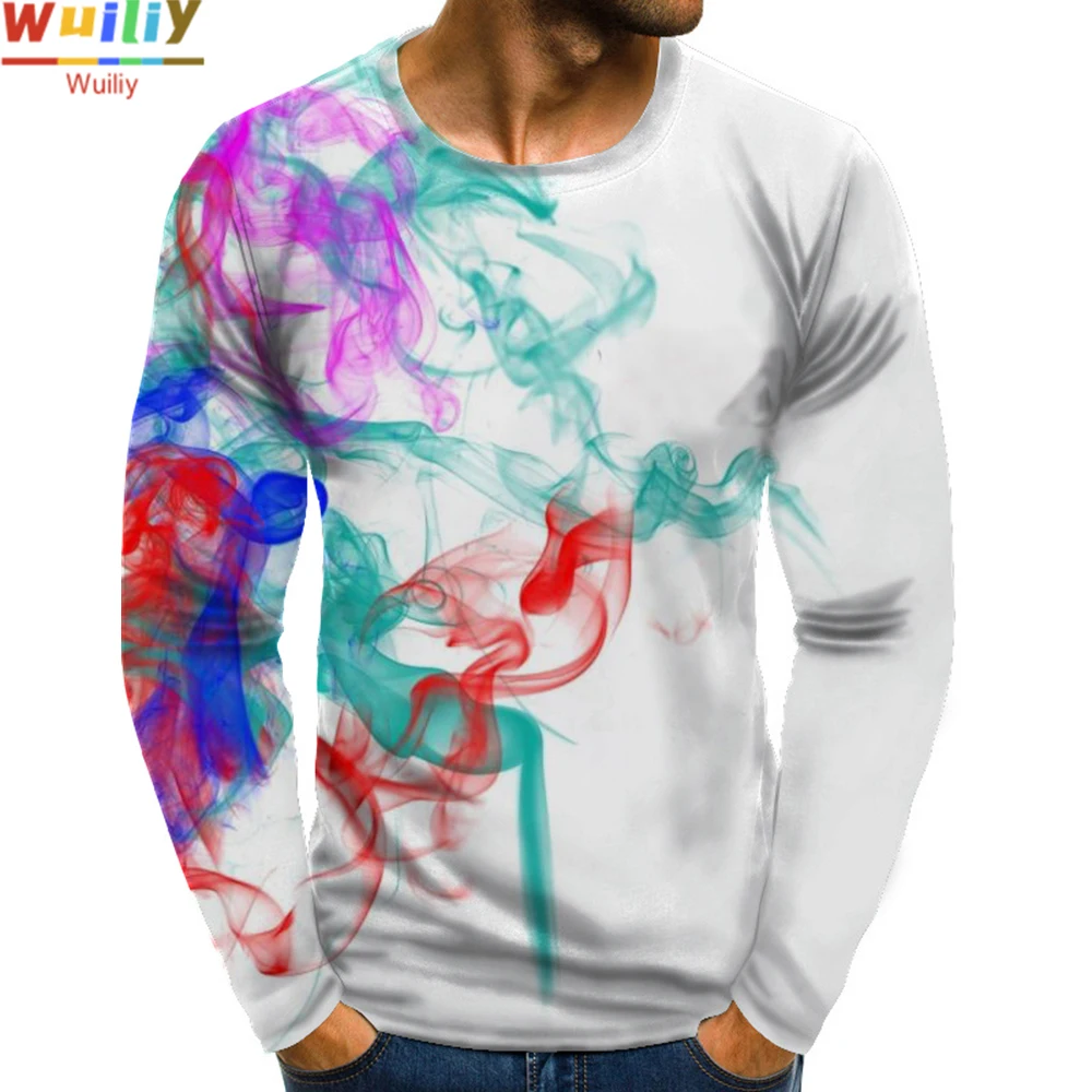 

Men's Splash Ink Long T Shirt 3D Print Long Sleeve Color Graphic Long Tees Pattern Tops Men/Women Tee