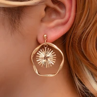 lats fashion sun flower earrings geometric irregular circle earrings for women 2020 dangle drop earing modern female jewelry