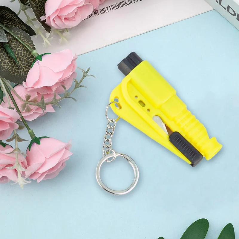 

Car Safety Hammer Spring Type Escape Hammer Window Breaker Punch Seat Belt Cutter Hammer Key Chain
