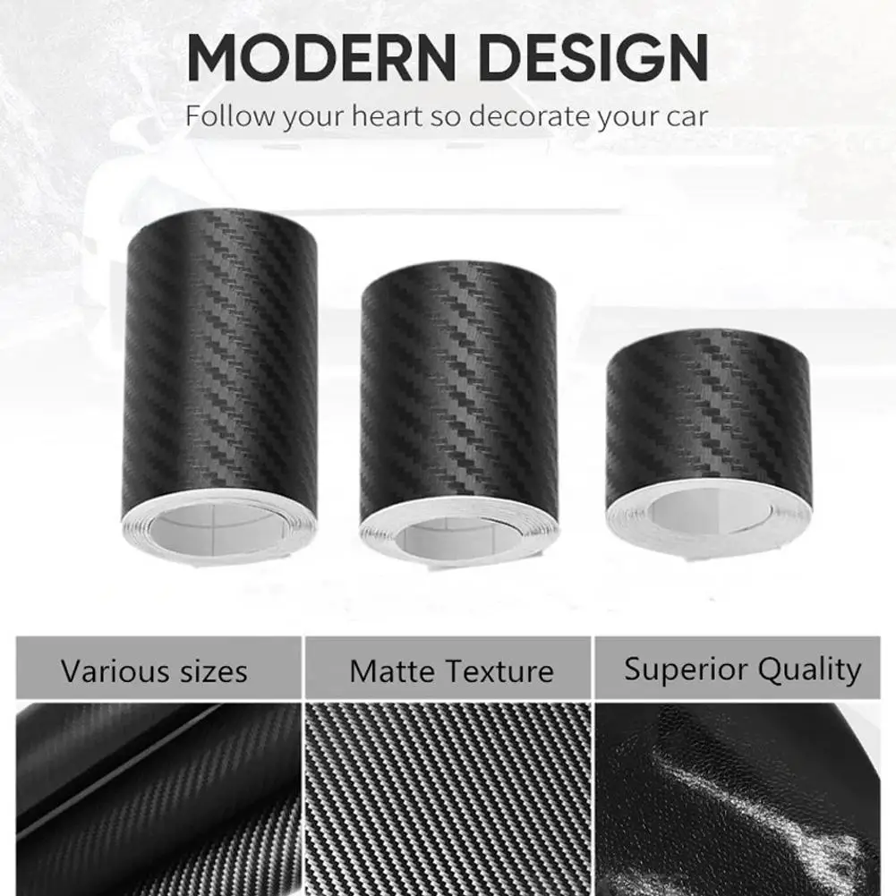 

3D Carbon Carbon Fiber Car Sticker DIY Paste Protector Strip Door Sill Side Mirror Anti Scratch Tape Waterproof Protection Film