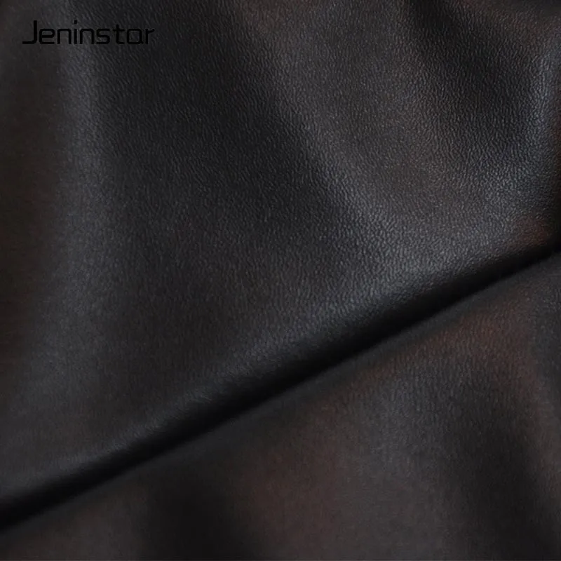 Jeninstar Высокая талия Винтаж PU сексуальные юбки женские Осень модные обтягивающие