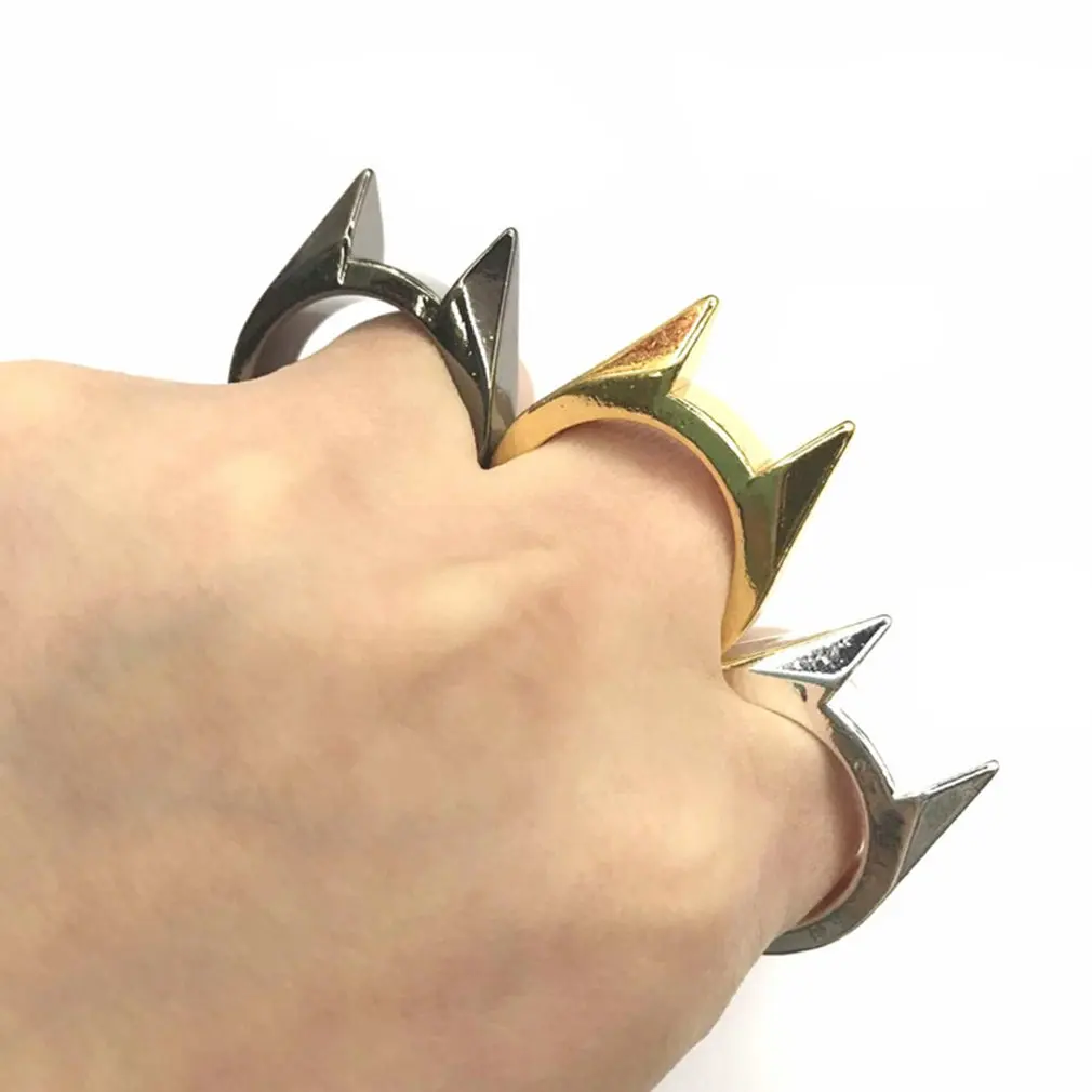 

1Pcs Women Men Safety Survival Ring Tool Self Defence Stainless Steel Ring Finger Defense Ring Tool Silver Gold Black Color