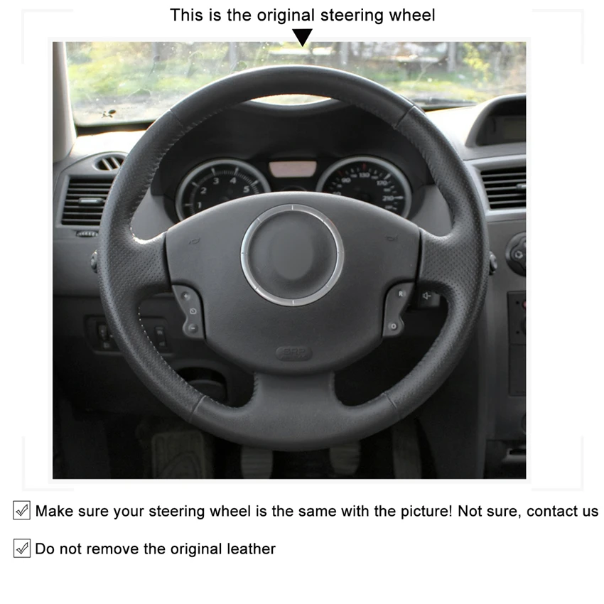 MEWANT черный чехол рулевого колеса автомобиля из искусственной кожи для Renault Megane 2