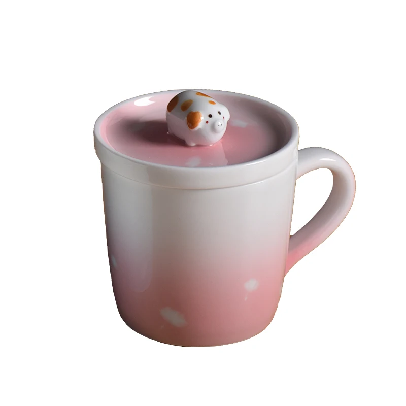 Керамическая Экологичная кружка с рыбками и животными розовый кофе персональные
