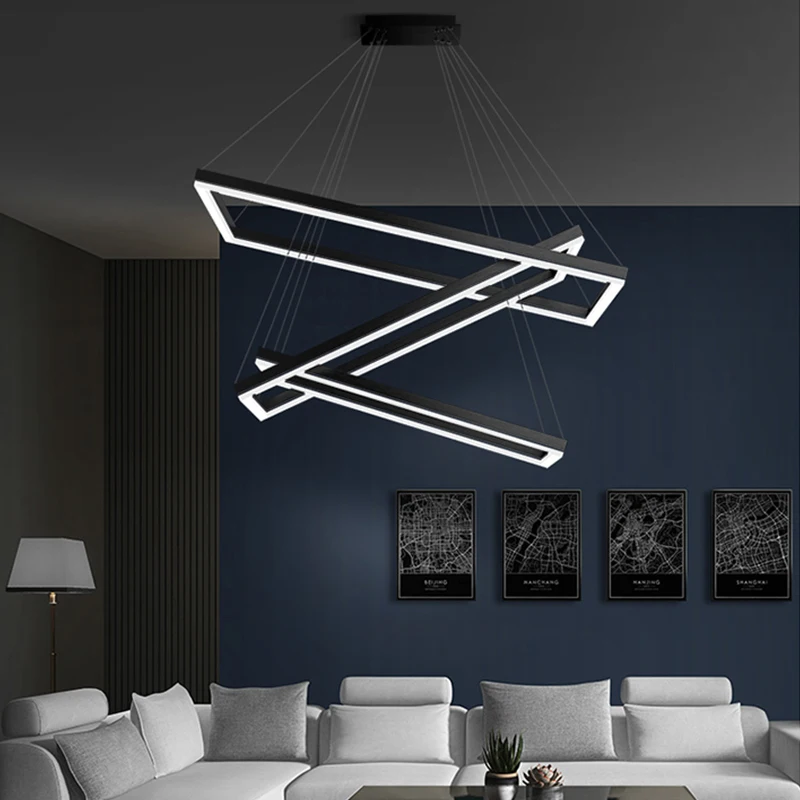 Скидка Большая люстра для гостиной, Современная Минималистичная светодиодная дуплексная лестница, атмосферный Прямоугольный светильник для стол...