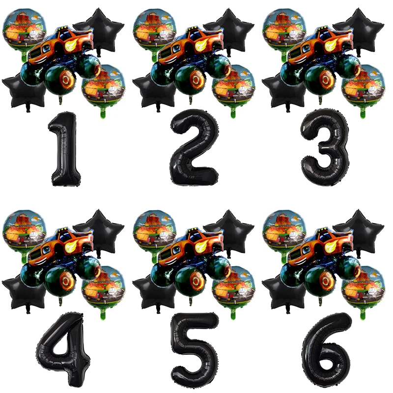 

6Pcs Blaze Monster Machines Car Theme Birthday Party Decorations 32inch Number Balloons Set Boys Favors Toy Baby Shower Supplies