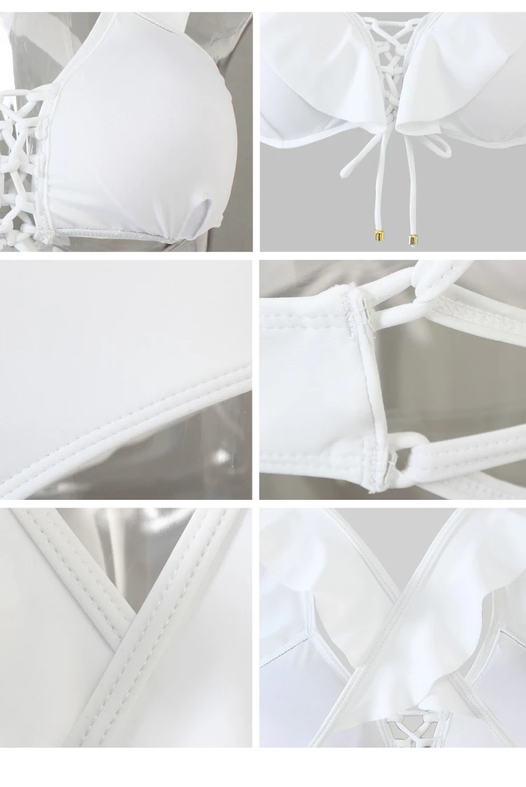 Женский купальник-бикини из двух частей с высокой талией и открытыми плечами