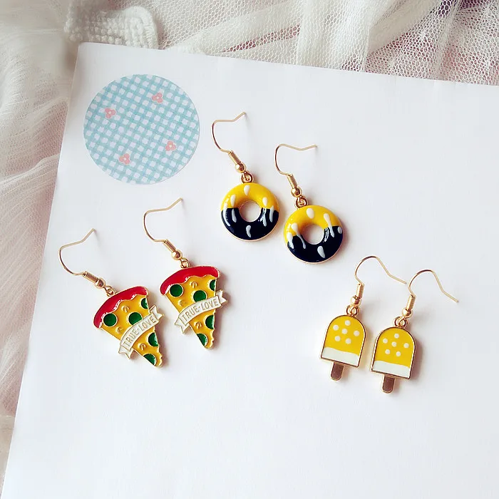 10 шт./упак. пиццы в виде мороженого и Пончики торт Эмаль Подвески Металлические