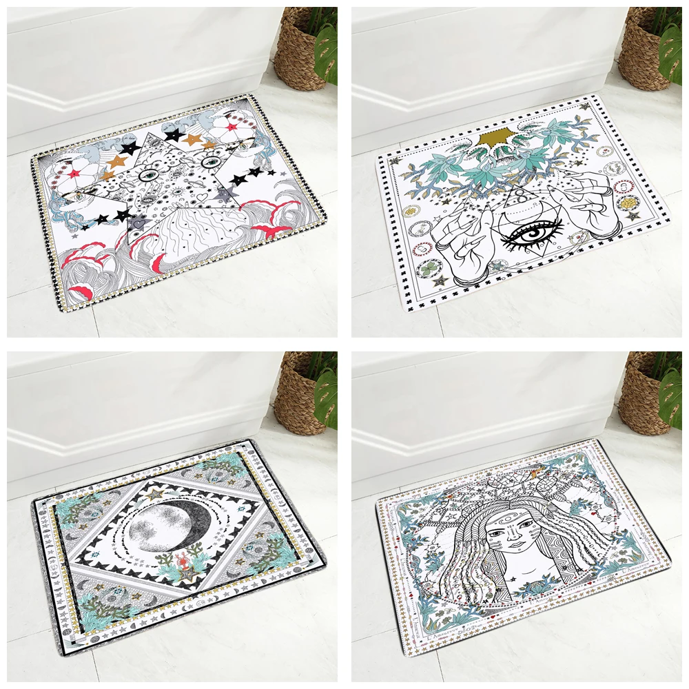 Geometric Patterns Floor Mat for Bathroom Woman Bedroom Non-Slip Decor Star Eye Super Doormat Soft Flannel Carpet 40x60cm | Дом и сад