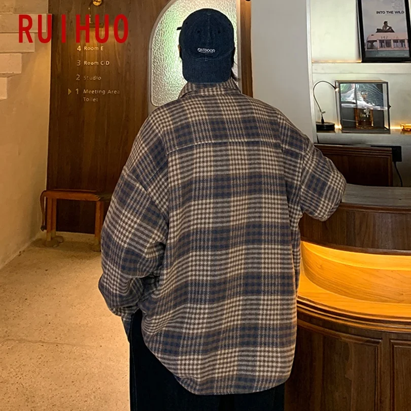 RUIHUO шерстяная мужская куртка уличная одежда Тканевая обувь в стиле Харадзюку В