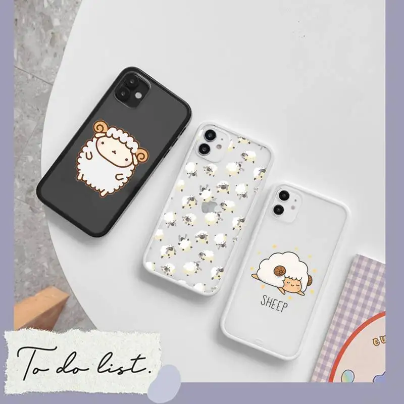 

Cute cartoon sheep animal Phone Case matte transparent For iphone 7 8 11 12 plus mini x xs xr pro max cover
