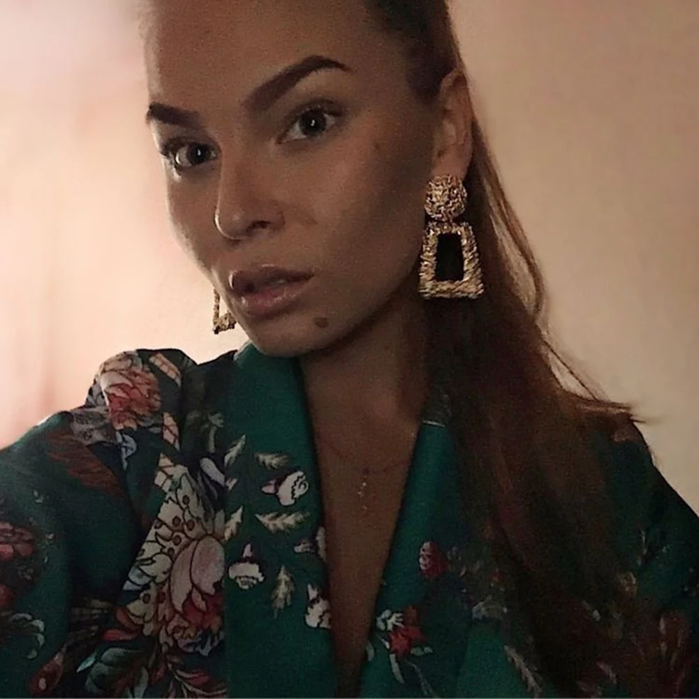 Женские Геометрические серьги большие висячие Европейского дизайна 2019 |