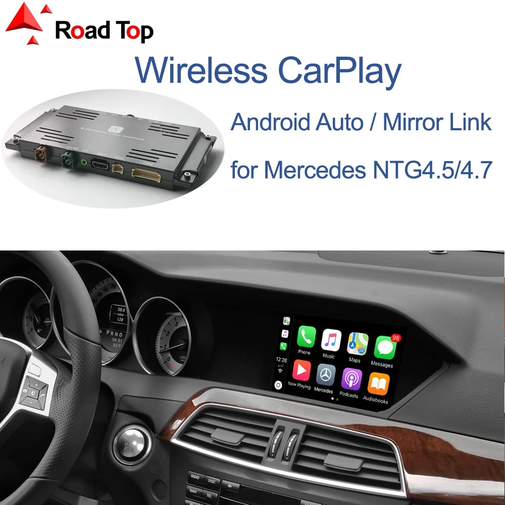 Беспроводной CarPlay интерфейс для Mercedes Benz C Class W204 2011 2014 с Android Авто Зеркало Ссылка