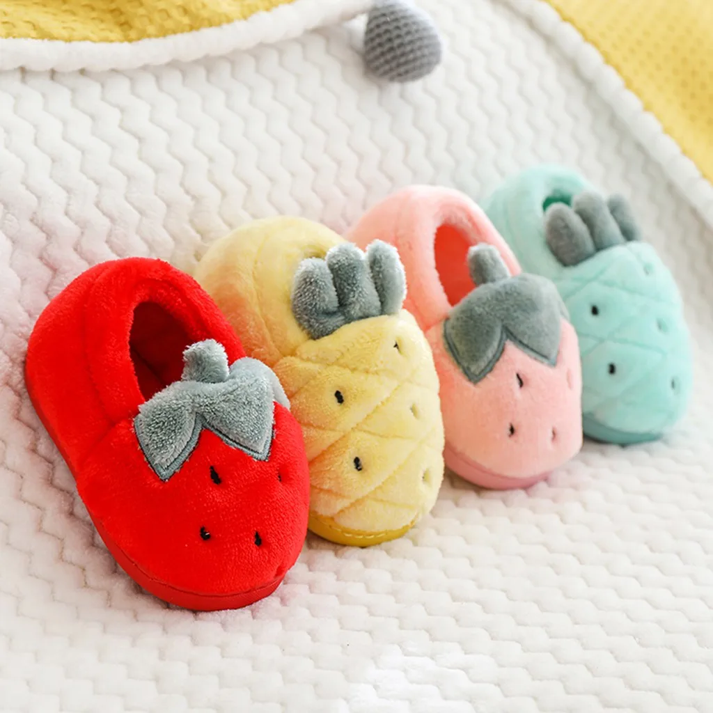 SAGACE/милые теплые зимние тапочки с фруктами для малышей детская обувь мехом