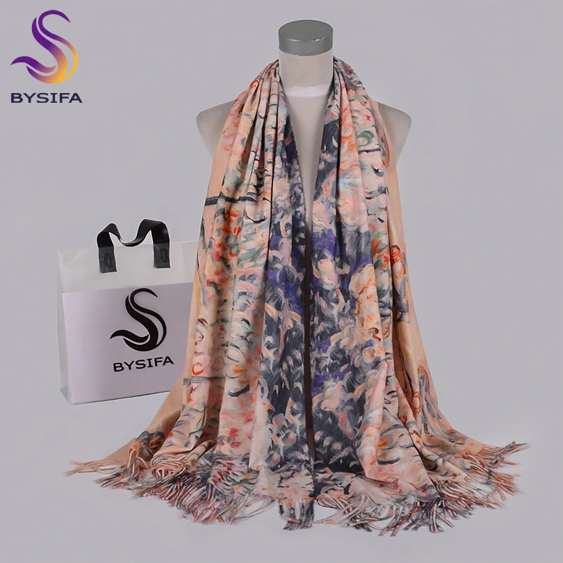 

[BYSIFA] Women Khaki Blue Wool Neck Scarf Shawl Fashion Brand Thicken Warm Long Scarves Wraps Winter Tassel Scarves Cachecol