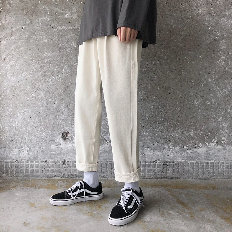 Джинсы мужские облегающие повседневные брюки из денима прямые штаны свободного