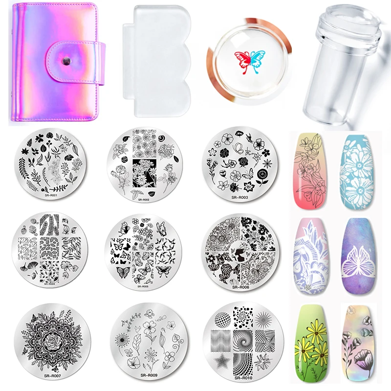 12 шт./компл. пластины для штамповки ногтей кружева цветок лист Бабочка
