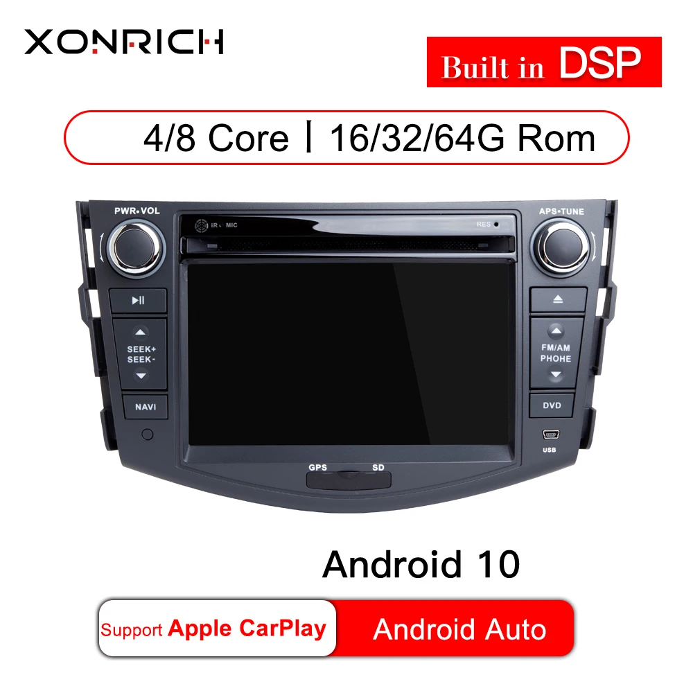 Автомобильный dvd плеер PX5 DSP 4 + 64G 7 &quotIPS Android 10 2din для Toyota RAV4 Rav 2007 2011 радио магнитофон