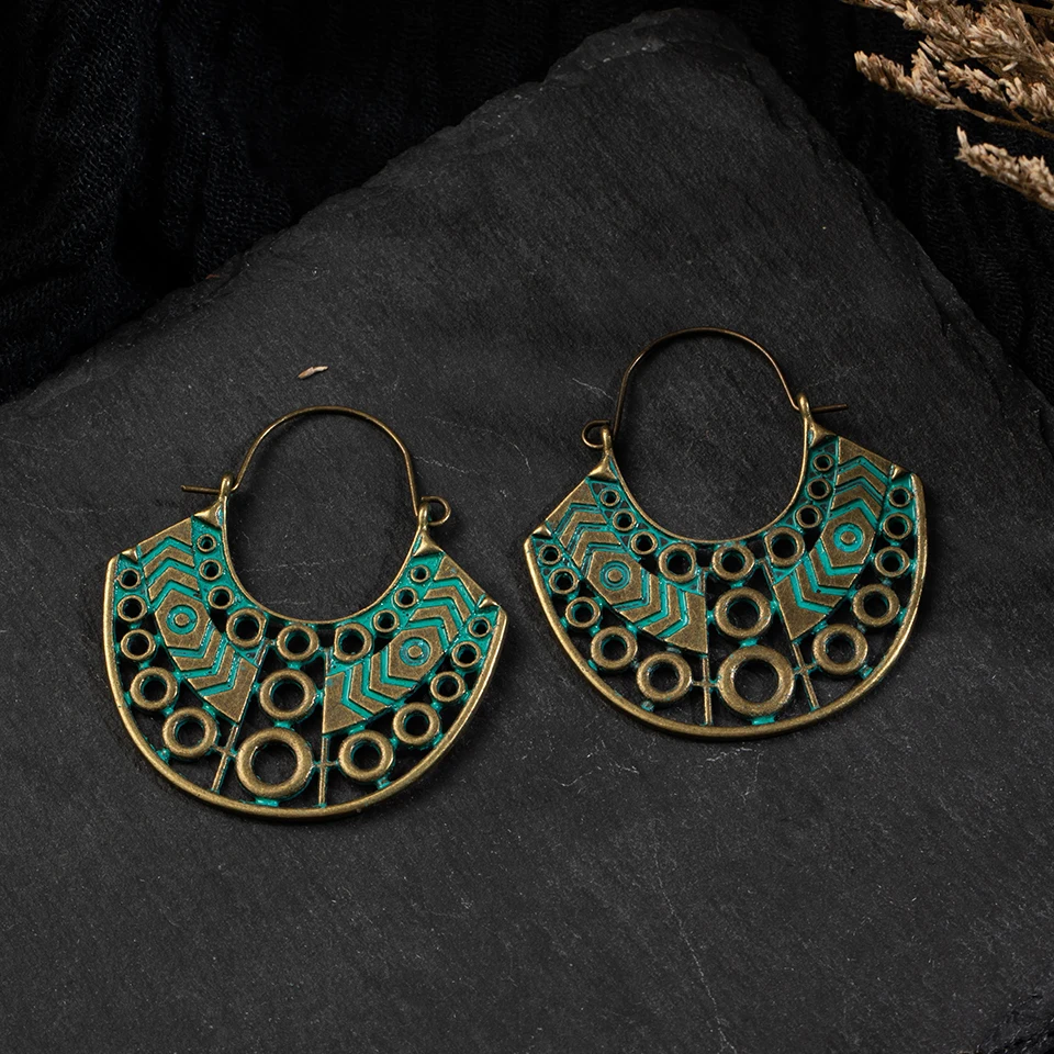 Женские винтажные богемные серьги-капли Goldn геометрические полые этнические