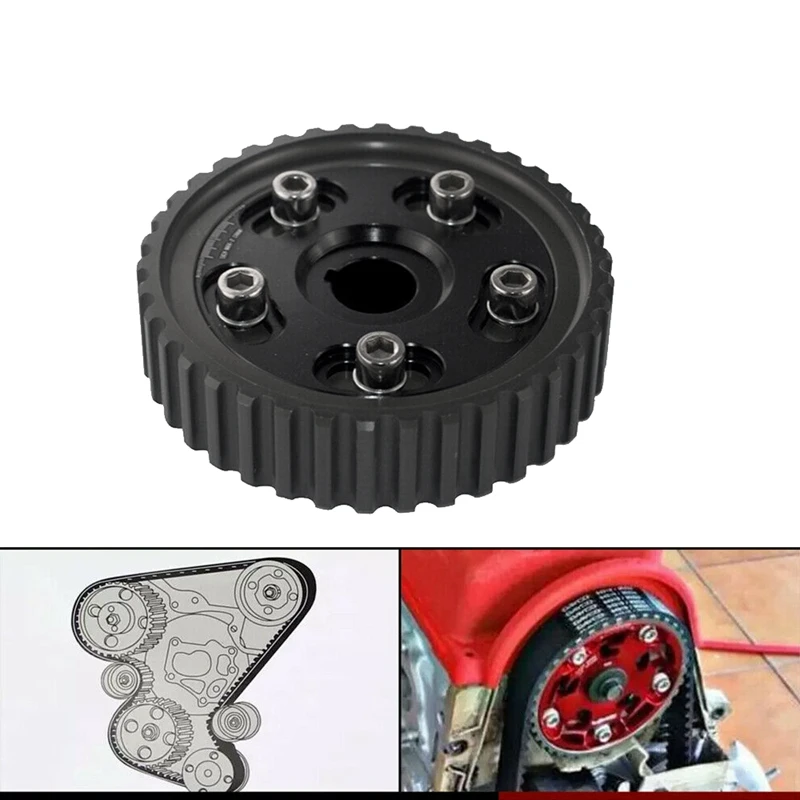 

AU04 -Adjustable Cam Gears Pulley Timing Gear for Honda Civic D15 D16 SOHC D-SERIES 88-00 Del Sol 93-97 Black