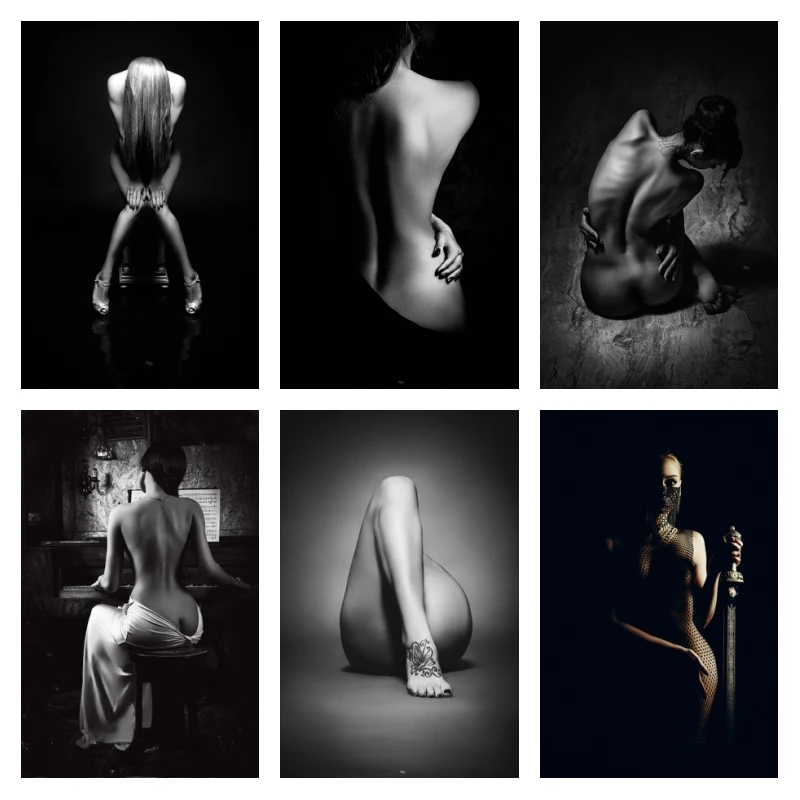 

Black and White Sexy Nude Women Figure Woman Posters and Prints Canvas Paintings Wall Art Pictures for Living Room Decor