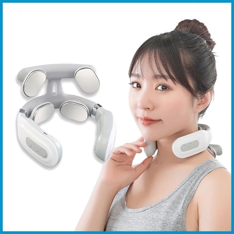 

4 Heads Neck Massager Heating Pulse Kneading Neck and Shoulder Massager Deep Tissue Pain Relieve Fatigue Office Health Care