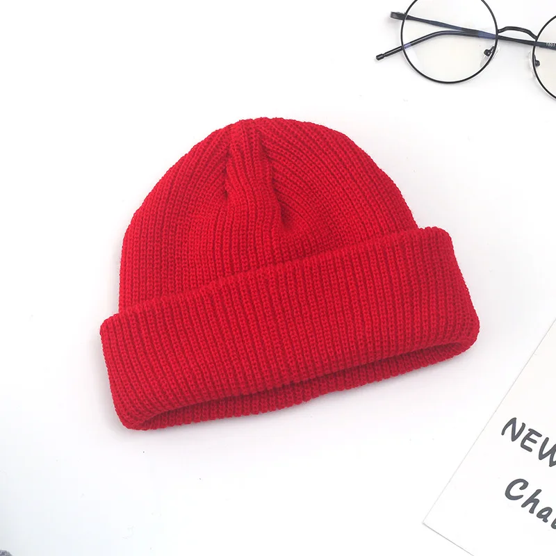 

Simple monochrome dome landlord hat men's autumn and winter couples melon skin knitted woolen hat wholesale