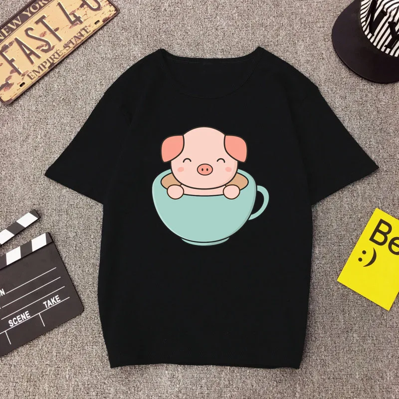 Kawaii Кубок свинья животных костюм с футболкой в Корейском стиле небольшой свежий