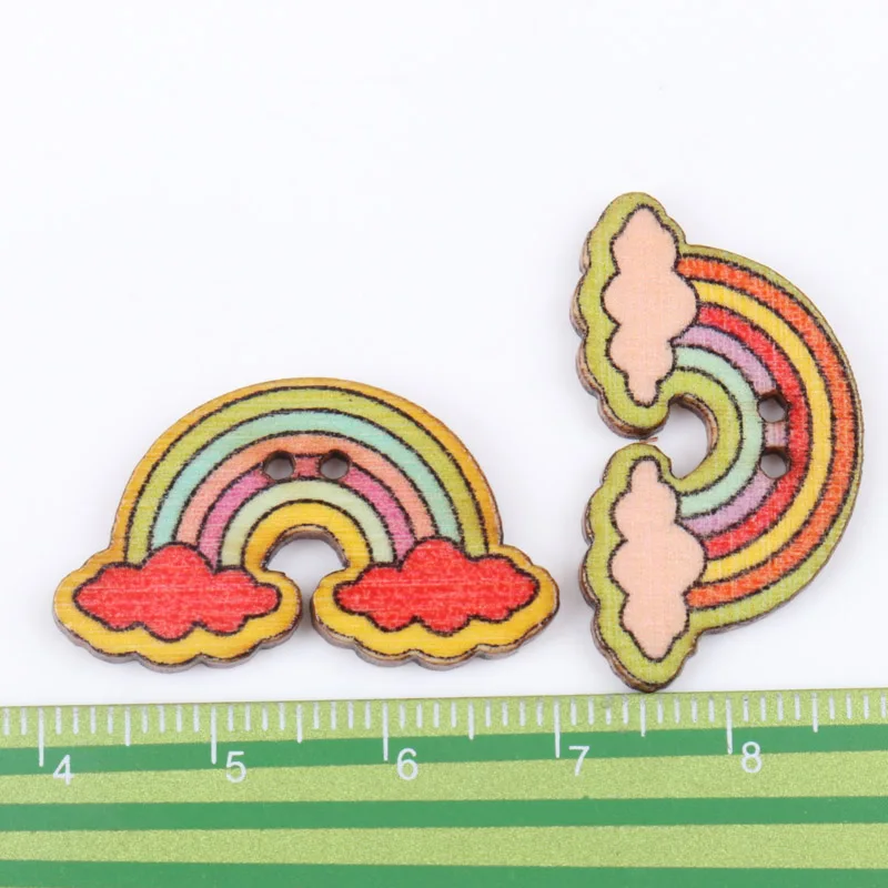 20 штук радужной расцветки в форме Botones madera деревянных прошитых альбомов ручной