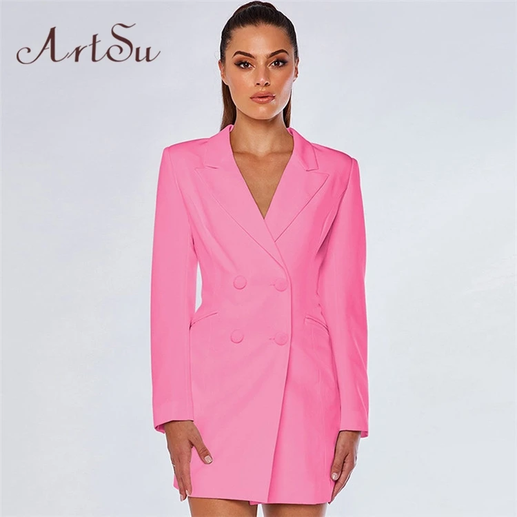 Женский облегающий Длинный блейзер Artsu пикантный костюм с V образным вырезом