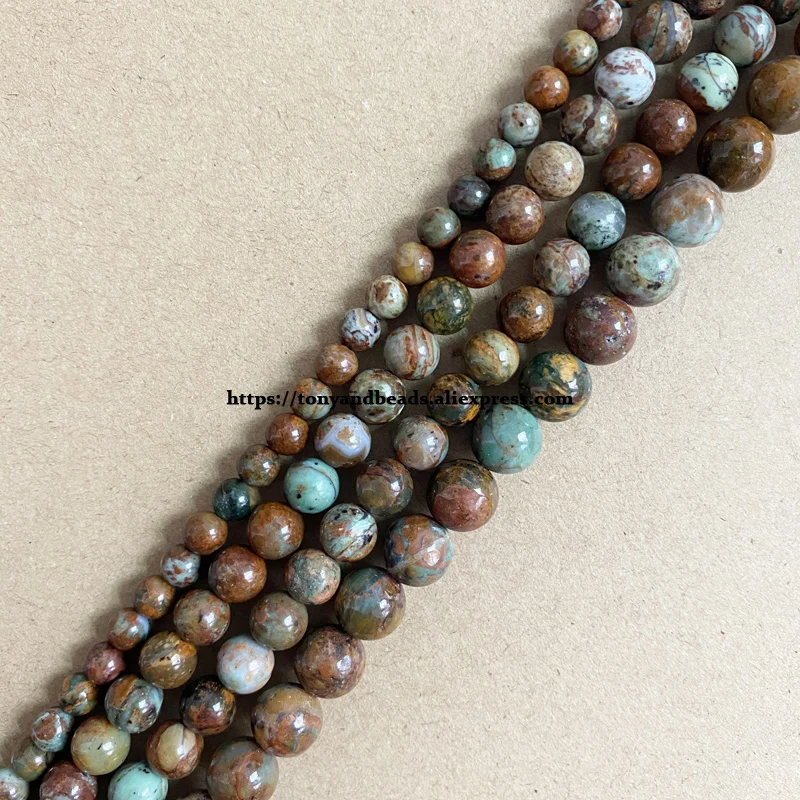 

Genuine Semi-precious Natural America Mixed Colors Green Turquoise Stone Round Loose Beads 15" 6 8 10MM For Jewelry Making DIY