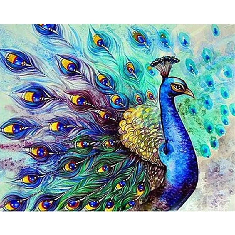 Paint by Number9 Павлин краски по номерам Schilderen op Nummer холст Lienzo для взрослых раскраска Pintura por Numero DIY - Цвет: Paint by Number9