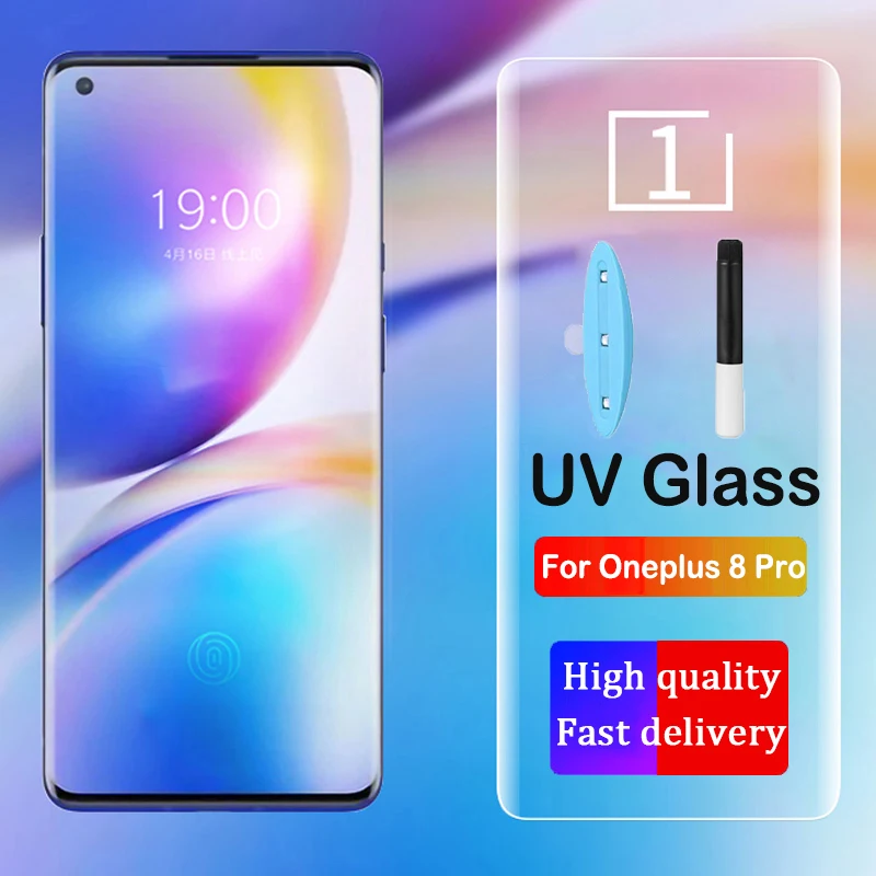 Для OnePlus 8 Pro УФ полное клеевое стекло Защита для экрана жидкое закаленное 7 7T