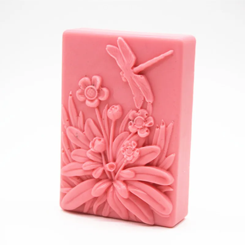 Пищевой силикон форма для мыла ручной работы с узором стрекозы цветочное Мыло