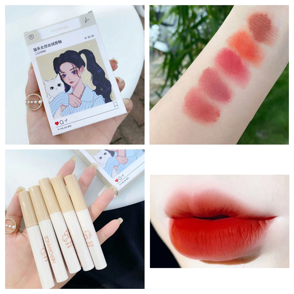 

5Pcs Lip Gloss Set Long Lasting Moisturizing Velvet Matte Lipstick Professional Makeup For Women Lipstick Cosmetic Wholesale