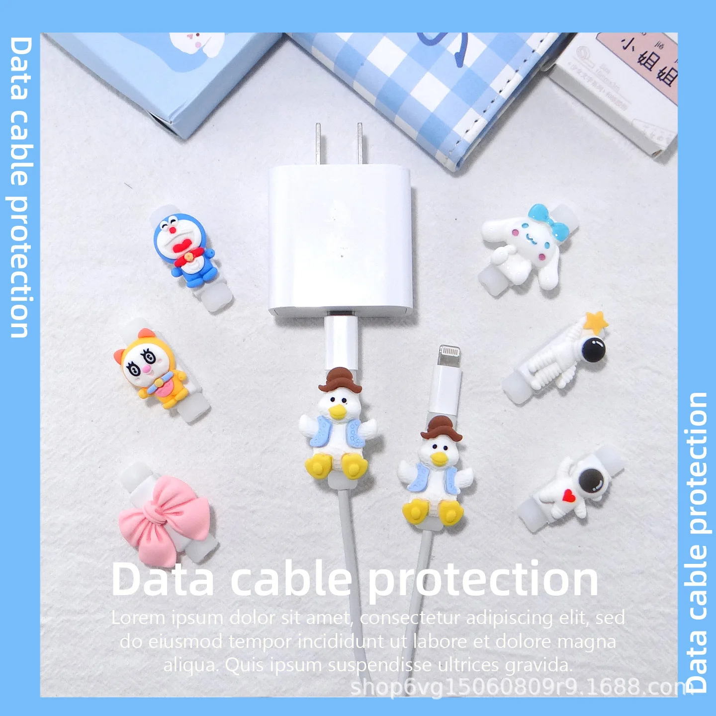 

Suitable for Apple 13 Data Cable Protective Cover Cartoon Protective Head IPad Charger Protection Desk Storage Diversion Safe