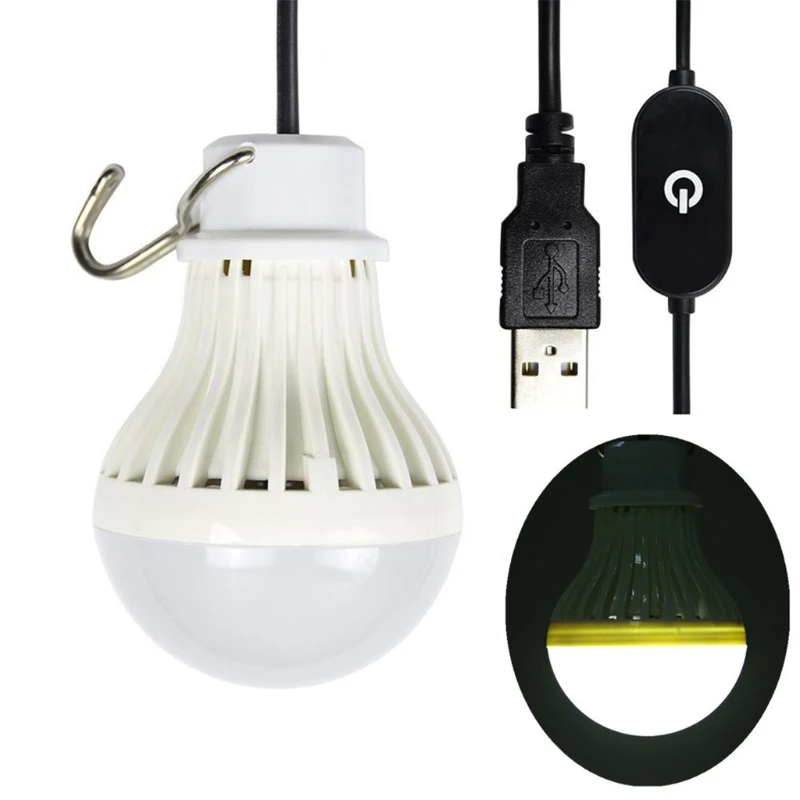

T3EB USB Portable LED Bulb 5W 5V Touch Dimming Bulb Light Emergency Light with 2.5m Cable for Camping Garage Warehouse Car