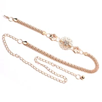 women golden diamond flower metal for party jewelry dress waist chain coin pendant belts retro gold belts waistbands