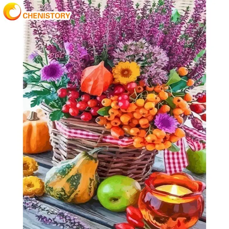 

CHENISTORY 60x75cm Frame DIY Painting By Number Kits Flowers Wall Art Picture By Numbers Handpainted For Home Decors Artcraft