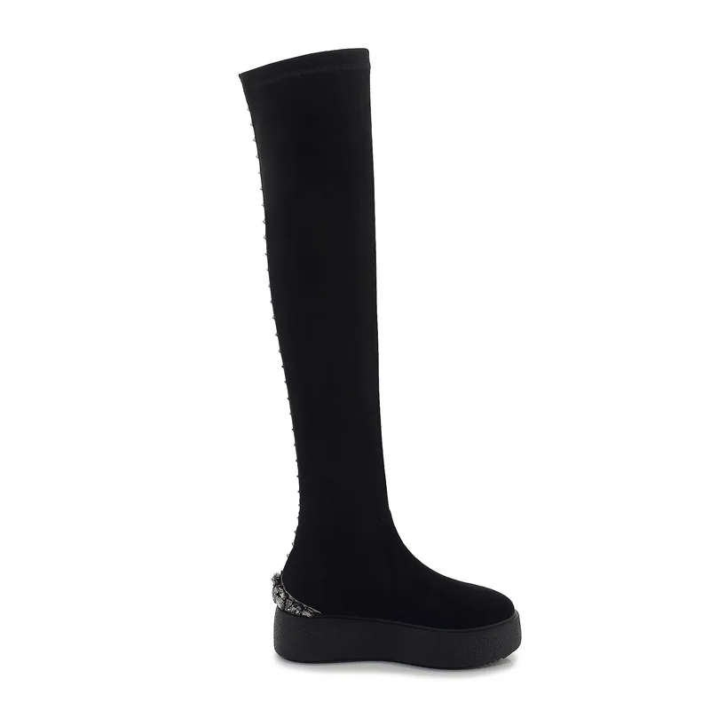 ZVQ winter newest fashion over knee boots outside comfortable high heels platform crystal kid suede women shoes drop shipping