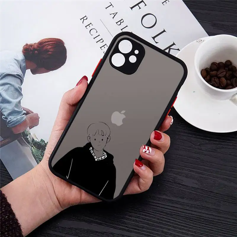 

A boy with simple strokes Phone Cases Transparent Matte for iPhone 7 8 11 12 s mini pro X XS XR MAX Plus cover funda