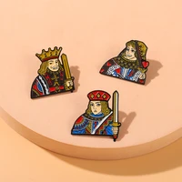 custom poker card jqk enamel pin kingdom jack queen king brooches bag badge jewelry pins gift for best friend wholesale