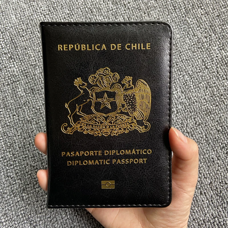 

Republica De Chile Passport Cover Black Pu Leather Passeport Holder Women Travel Wallet Diplomatic Passport