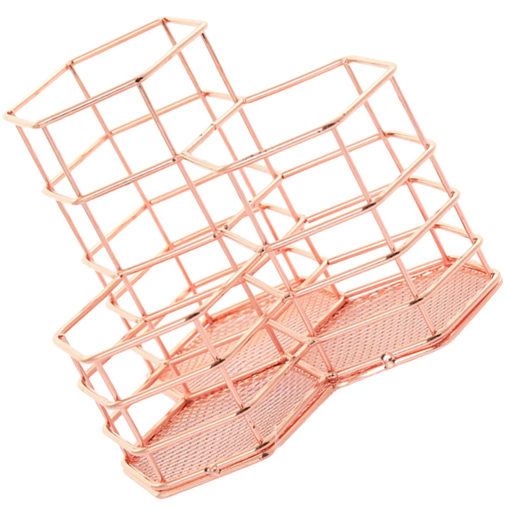 

Iron Pen Holder Desktop Multifunctional Pen Holder Writing Desk Stationery Organizer Storage Container for Home Room Office (Ros